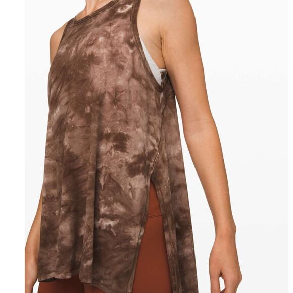 Lululemon Long for Length Tank Diamond Dye Pink Bliss Spanish Oak Medium Tie Dye - Picture 3 of 9